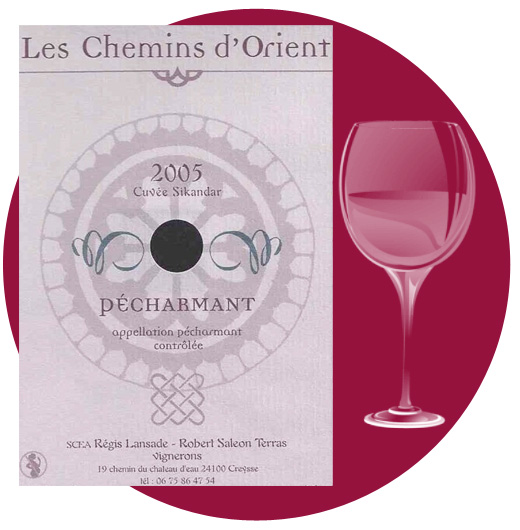 bouteille de vin Les Chemins d'Orient - un Pécharmant - cuvée Sikandar 2005