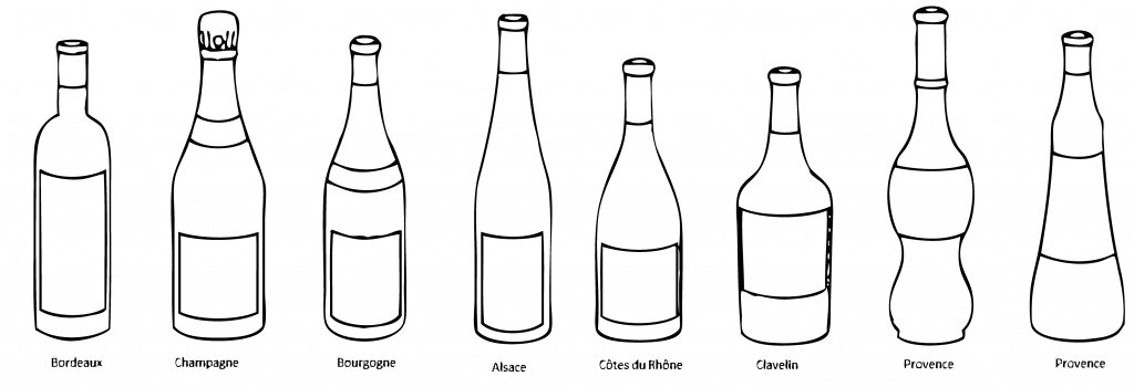 forme des bouteilles de vin différentes