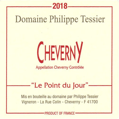 Domaine Philippe Tessier - CHEVERNY 2018 Le Point du Jour