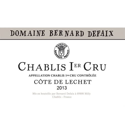 Domaine Bernard Defaix Chablis 1er cru Côte de lechet 2013