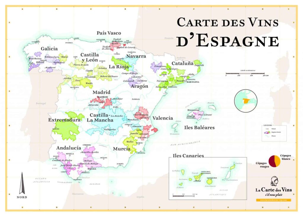 carte vin espagne